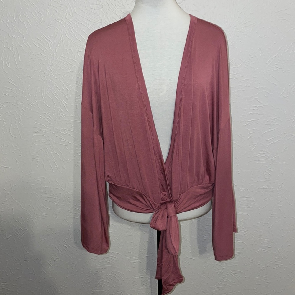 Agnes & Dora XXL Dusty Rose Kimono Tie Top 3/4 Dolman Sleeves NWT